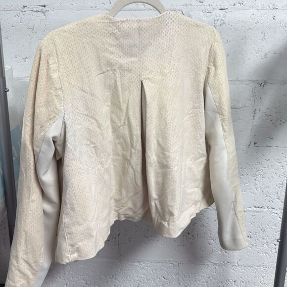 Quinn Cream Blazer Lightweight Suit Zip Up Jacket - Worn Once - Leather - MEDIUM - Picture 4 of 4